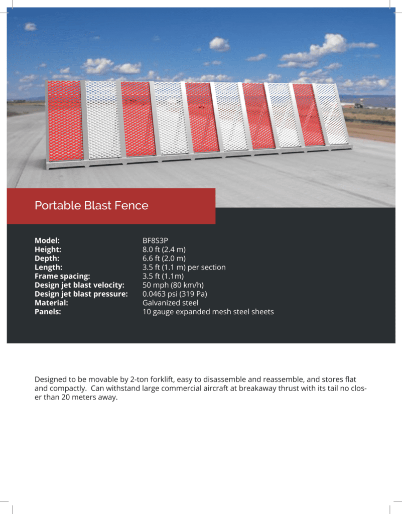 Photo on Google showing a portable blast fence, with statistics, for search query 'blast fence'