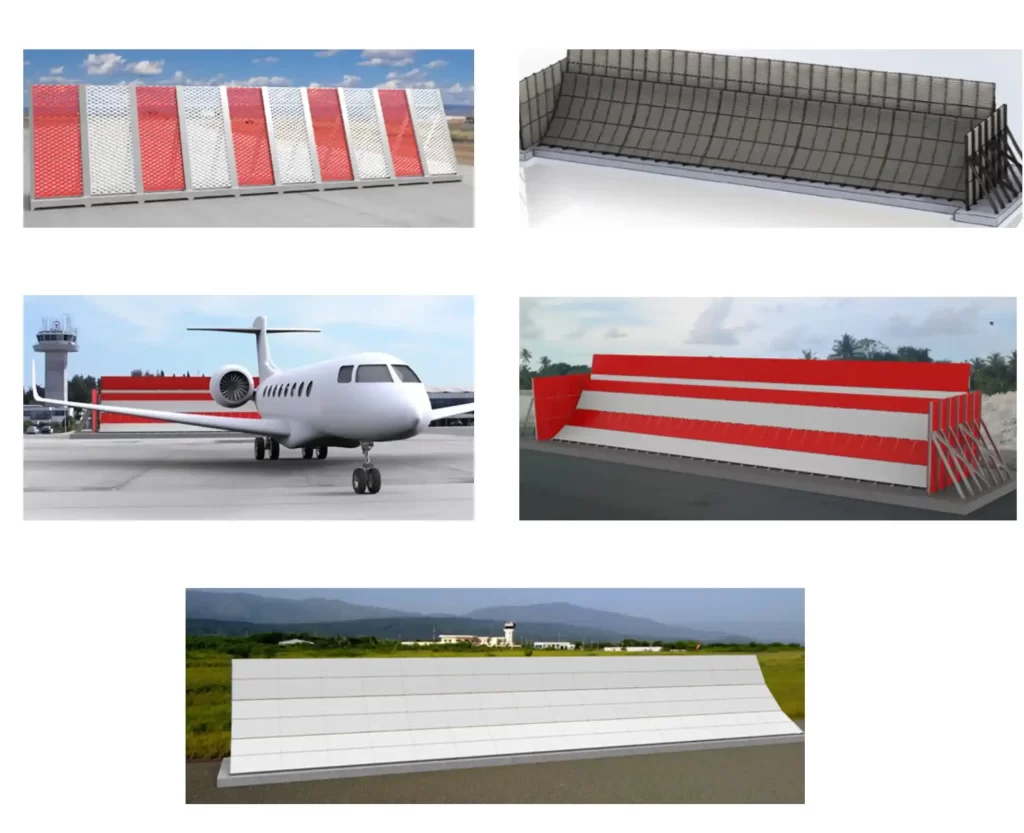 Photo on Google showing jet blast barriers which are designed to protect airports, residents and vehicles for 'blast fence'