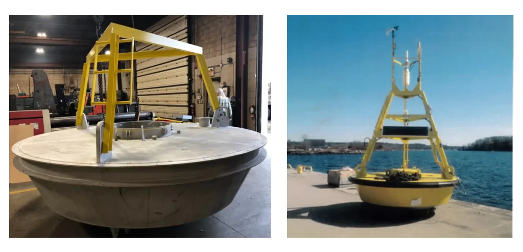 A weather monitoring buoy, an aging environmental piece of equipment that was tested and repaired by Unified Engineering, Google search query 